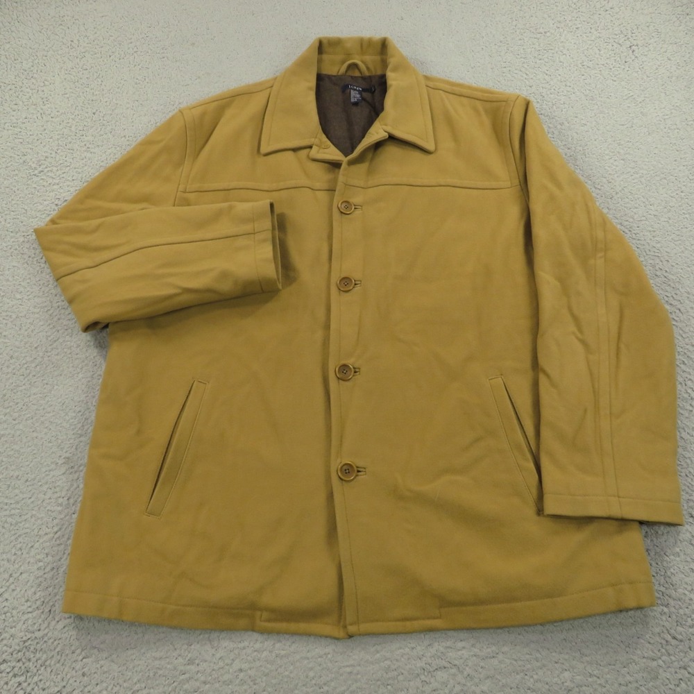 VTG J Crew Jacket Mens XXL Wool Camel Khaki City Towne Coat Quilted Liner Button